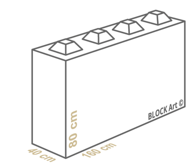 Block Art - Misure blocco 160cm x 40cm x 80cm