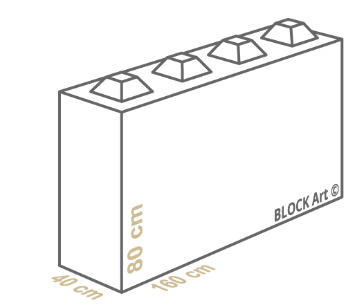 Block Art - Misure blocco cemento 160cm x 40cm x 80cm