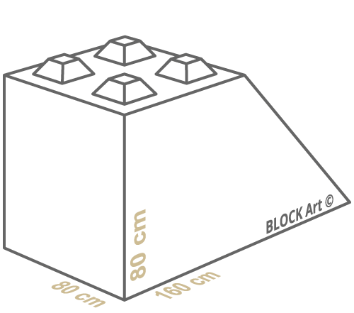 Block Art - Misure blocco cemento 160cm x 80cm x 80cm a discesa