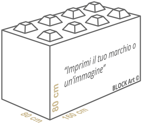 Block Art - Misure blocco cemento 160cm x 80cm x 80cm personalizzato