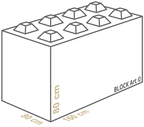 Block Art - Misure blocco cemento 160cm x 80cm x 80cm