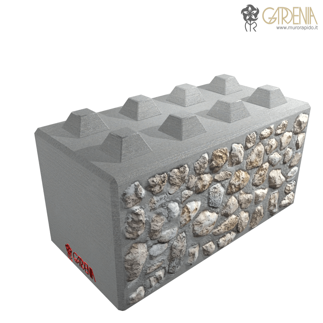 Blocco in calcestruzzo e pietra Blocco di cemento con pietra a faccia vista.
 Blocco in calcestruzzo e pietra Blocco di cemento con pietra a faccia vista.