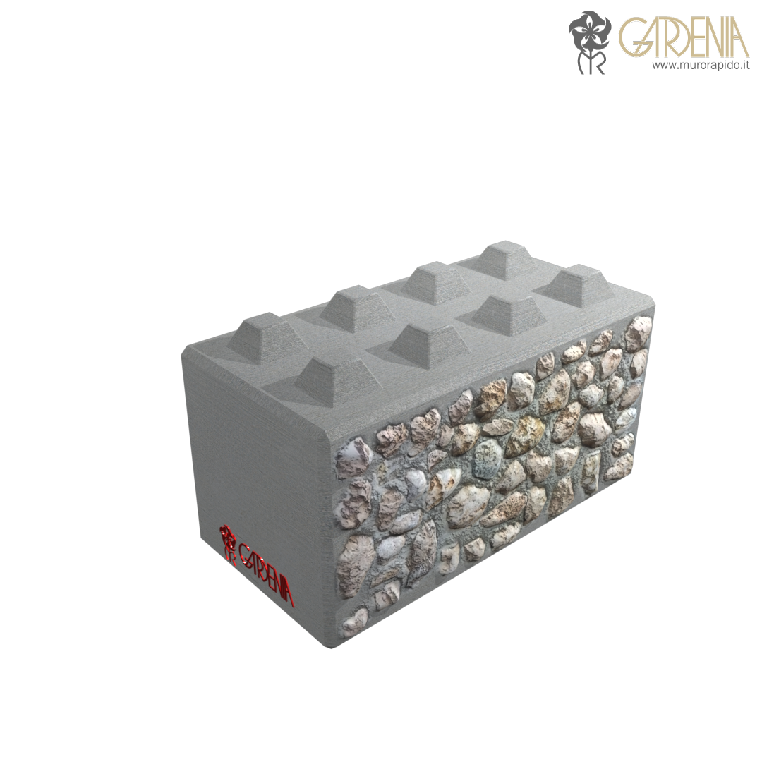 Blocco in calcestruzzo e pietra Blocco di cemento con pietra a faccia vista.
 Blocco in calcestruzzo e pietra Blocco di cemento con pietra a faccia vista.