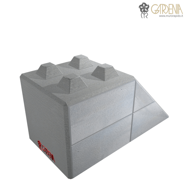 Blocco a taglio obliquo in calcestruzzo, stampato e bocciardato